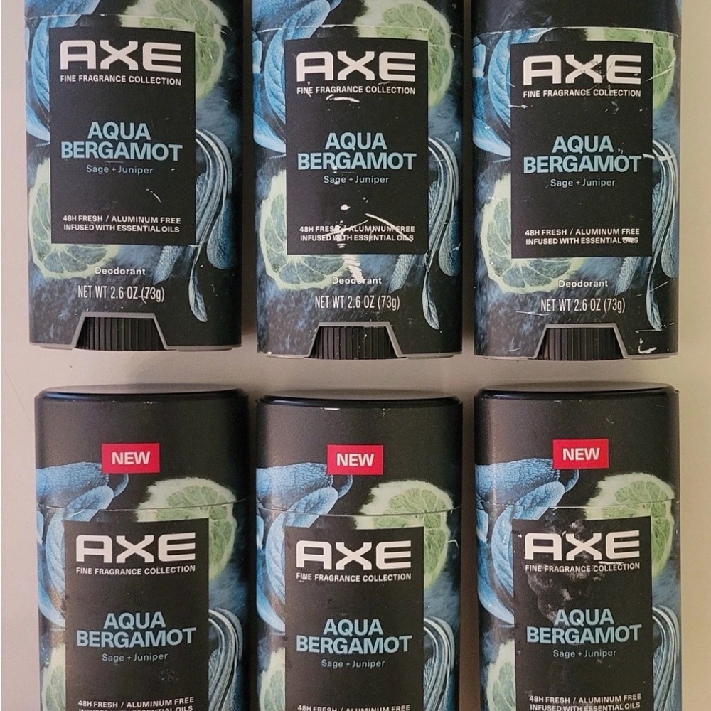 6 Axe Fine Fragrance Collection Deodorant Aqua Bergamot 2.6oz Aluminum Free